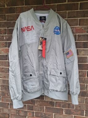 NASA Asstseries Militare 3XL grey bomber jacket. N.W.T